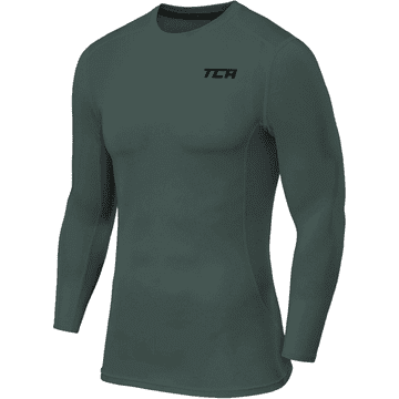 TCA Muška kompresijska termoaktivna sportska majica TCA Pro Performance, zelena M, TCA DRY odvod vlage, 4-way stretch, golful ovratnik, 88% poliester 12% elastan, base layer za trčanje teretanu nogomet