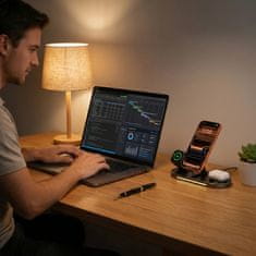 Tech-protect A51 3u1 MagSafe bežični punjač za mobitel / Apple Watch / AirPods 25W, crni