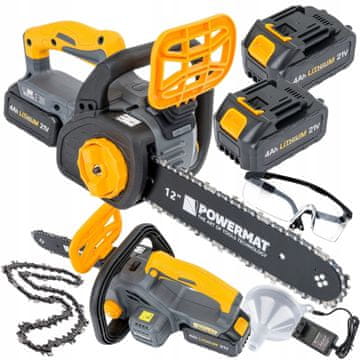 Powermat Set 21V bezčetkaste akumulatorske motorne pile 30cm 2x4Ah