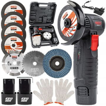RED TECHNIC Komplet kutne brusilice bez četkica 76 mm, 12 V, 2 x 2 Ah