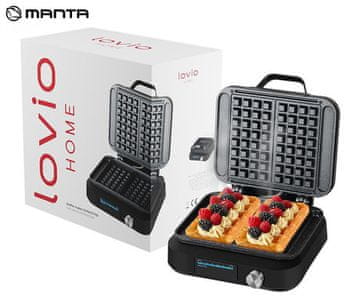 Manta LVWF002BK Lovio PerfectCrisp aparat za vafle, 1500W, crni (Premium Black)
