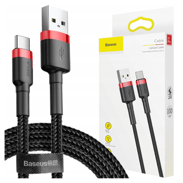 BASEUS Cafule 3A USB na USB-C kabel 1m (crveno-crni)