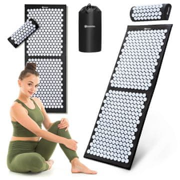 HyperMotion Prostirka za akupresuru 130 cm s jastukom i torbom - 17 388 pritisnih točaka, ABS šiljci, pamučna presvlaka, kućna masaža