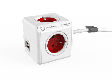 Design Nest Powercube extended usb 1,5 m - crvena