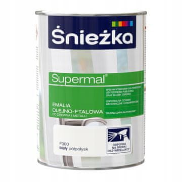 Śnieżka Supermal uljno-ftalni emajl drvo metal bijeli polusjajni 0,8L