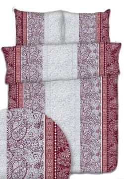 Posteljina od kore 140x200 tamnocrvena bijela siva paisley ornamenti