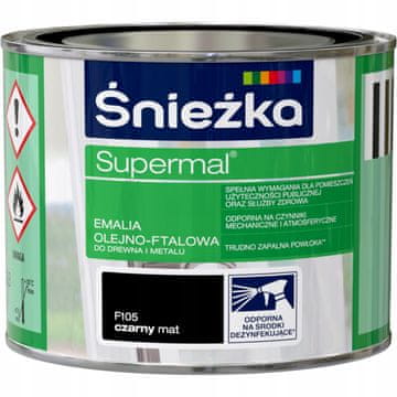 Śnieżka Snježka Supermal uljno-ftalni emajl za drvo metal crna mat 0,2 l