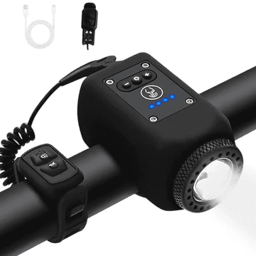 VYZIO® LED svjetlo i truba za bicikl 2u1, 110 dB, USB punjiva baterija, vodootporan dizajn, montaža bez alata | LUMIHORN