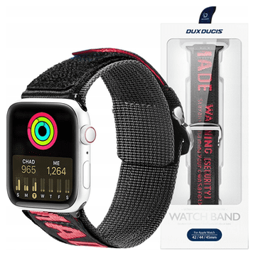 Dux Ducis Dux Ducis Strap (Outdoor Version) remen za Apple Watch Ultra, SE, 9, 8, 7, 6, 5, 4, 3, 2, 1 (49, 45, 44, 42 mm) najlonska narukvica crno-crvena