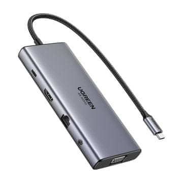 Ugreen Ugreen Usb-C Hub Za Prijenosno Računalo Hdmi Vga 2X Usb-C 10Gbps 4K 60Hz Pd Rj45