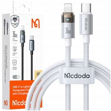 Mcdodo Mcdodo kabel USB-C za brzo punjenje za iPhone Lightning 36W 1M LED bijeli