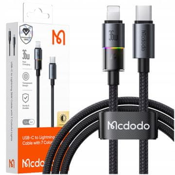 Mcdodo Mcdodo kabel USB-C za brzo punjenje za iPhone Lightning 36W 1M LED crni