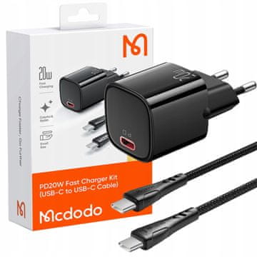 Mcdodo BRZI ZIDNI PUNJAČ ZA IPHONE TIP C USB-C 20W KABEL