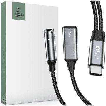 Tech-protect Adapter Type-C na Mini Jack 3,5 mm i Type-C 60W 6A