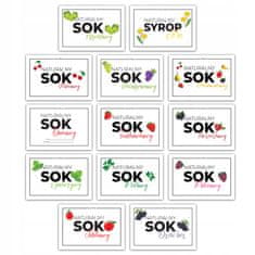 BE 10 naljepnica ZA SOK, malina, trešnja, menta itd., naljepnice ZA boce