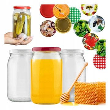 BE 48x Staklenke 900ml za med, kisele krastavce i džemove + poklopac FI82 Staklenka 0.9L