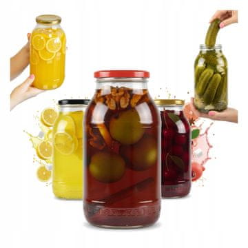 BE 6X staklenih tegli od 2 l za konzerve, tinkture, med