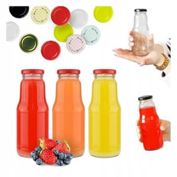 BE 5x Voćna boca za sok 300ml + poklopac boce za sirup, vodu, sokove
