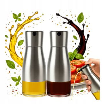 BE 2x Dozator za maslinov ocat 320 ml staklena boca s metalnim čepom