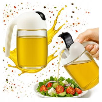 BE Staklena boca s dozatorom 300 ml s ručkom za umak, ocat, maslinovo ulje