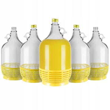BE 6x Ženski vrč za vino 5L U košarici s navojnim čepom Demižon za vinske likere