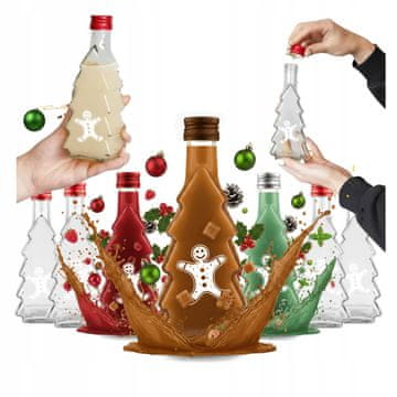 BE 20x boca božićnog drvca 250 ml s printom likera, tinkture, soka, božićne boce