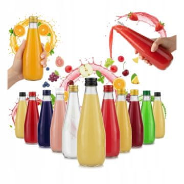 BE 50x staklenih boca s kapljičnim udjelom od 330 ml + čep boca ZA SOK, sirup, sok