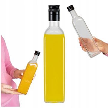 BE Staklena boca maraska, bezbojna, 500 ml, za maslinovo ulje, tinkture, ocat, sirup, 0,5 l