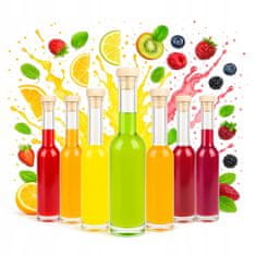 BE 5x staklenih boca fenice 200ml + čep za likere, sok, sirup, liker, alkohol