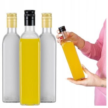 BE 50x boca od maraska stakla, bezbojna, 500 ml, za maslinovo ulje, tinkture, ocat, 0,5 l