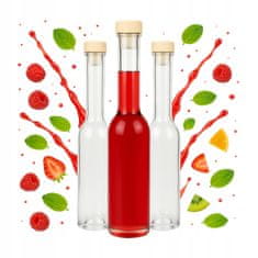 BE 5x staklenih boca fenice 200ml + čep za likere, sok, sirup, liker, alkohol