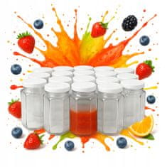 BE 12x Staklena tegla 385 ml sa šesterokutnim poklopcem za med i sokove