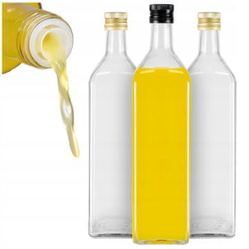 BE 10x Boca bezbojne Marasce 1000 ml s dozatorom za maslinovo ulje, ocat i sok 1l