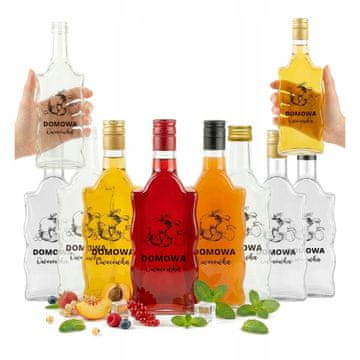BE Wave boca 0,5l staklene boce s printom voća za tinkture, liker, sirup, poklon 500ml 10x