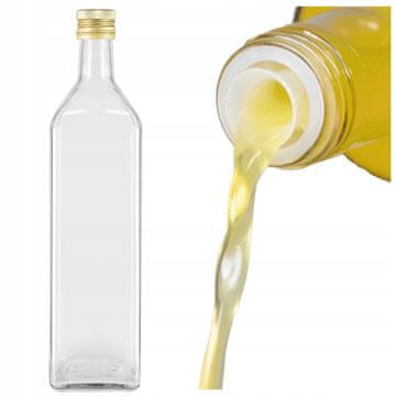 BE Boca Marasca, bezbojna, 1000 ml, s dozatorom za maslinovo ulje, ocat, sirup, sok, 1l