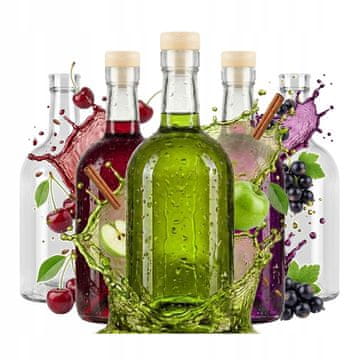 BE 5x Prekrasna staklena boca 500ml prazna s plutom - za likere, sokove i vino