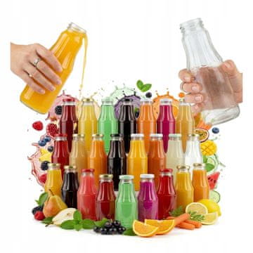 BE 100x Staklene boce za sok od voća 300ml + poklopac za bocu soka