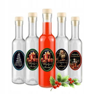 BE 5x Futura boca 250 ml + boce s ovalnom etiketom za božićno vino i likere
