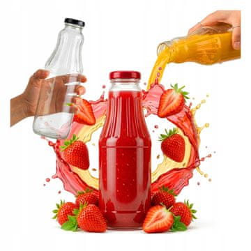 Boca za voće 1L Staklene boce za sok, sirup, med 1000ml + poklopac