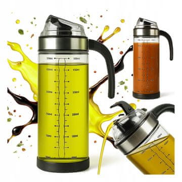 BE 2x Stakleni dozator za boce 0,5l s ručkom za ulje, umak, maslinovo ulje, ocat