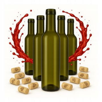 BE 5x smeđih staklenih boca 375 ml za vino, alkohol, ocat, sirup, liker