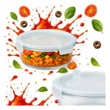 BE Hermetična okrugla staklena posuda za ručak od 620 ml za školski ručak na poslu