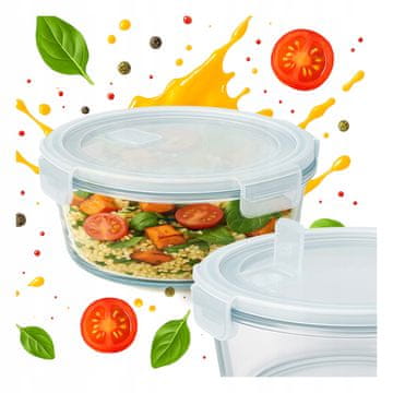 BE Hermetična okrugla staklena posuda 950 ml za hranu, večeru, ručak