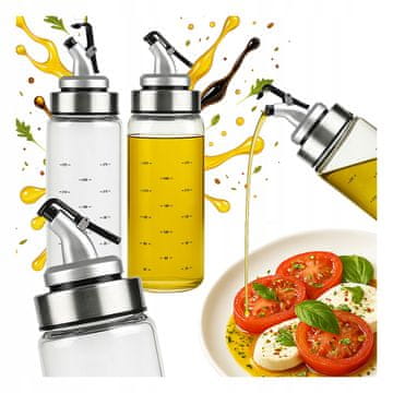 BE 2x Staklena posuda za doziranje s vagom 300 ml za ulje, ocat, sirup, umak