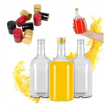 BE 5x Staklena boca 0,5l Elegantna za likere, vino, sok 0,5l + čep