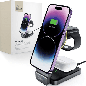 Tech-protect Bežični MagSafe punjač 3-u-1 za iPhone 12, 13, 14, QI 15W