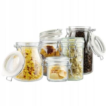 BE Set hermetičnih staklenki s poklopcem, 5 kom. 1100ml 750ml 790ml 500ml 200ml