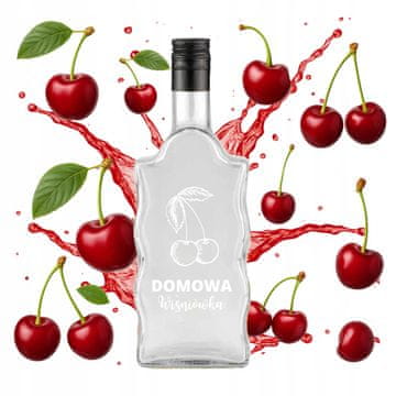 BE Wave boca 500ml s printom, domaće staklene boce za liker od višnje