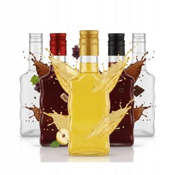 BE 5x Wave boca 200 ml za likere, vino, sok, maslinovo ulje, staklena boca + čep