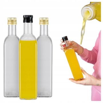 BE 50x Bočice bezbojne maraske 500 ml s dozatorom za sirup od maslinovog ulja i octa 0,5 l